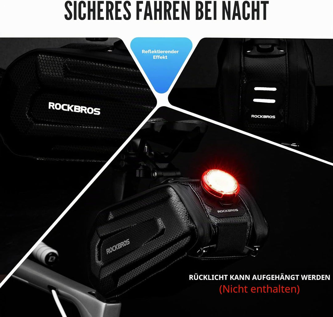 ROCKBROS Fahrrad Satteltasche Fahrradtasche Wasserabweisend 3D Hard Shell Fahrradsitz Tasche mit Sch