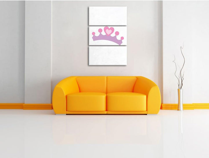 Pixxprint Hübsche Krone weiss 3-Teiler Leinwandbild 120x80 Bild auf Leinwand
