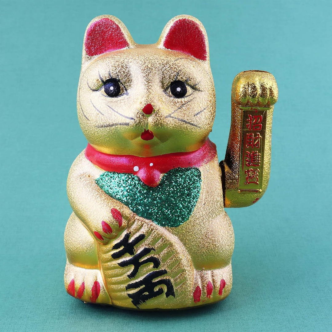 Superfreak Glückskatze - Maneki-Neko - Winkekatze aus Keramik - 17 cm - Gold, 17 cm