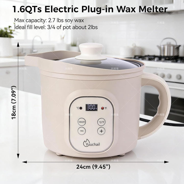 Yuuchail 1,5 l elektrischer Wachsschmelzer mit Digitalanzeige, präziser Temperaturregelung (30–150 °