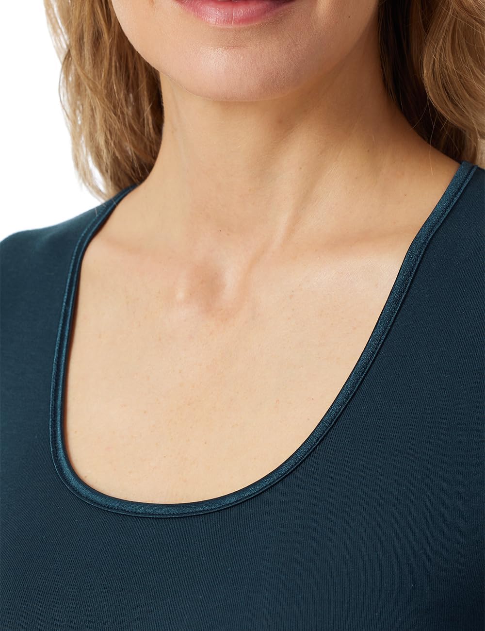 Schiesser Damen Spenzer halbarm Unterhemd - Luxury Baumwolle, Dunkelblau_181778