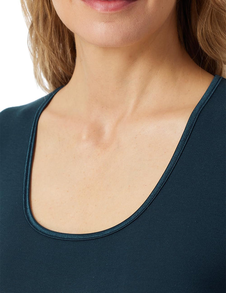 Schiesser Damen Spenzer halbarm Unterhemd - Luxury Baumwolle, Dunkelblau_181778