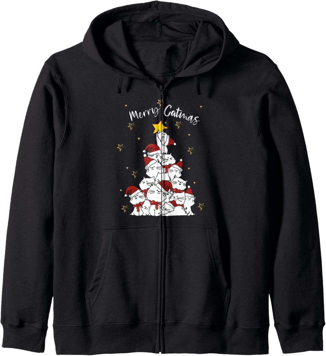 Merry Catmas, Christmas tree of cats, Weihnachtskatze Kapuzenjacke
