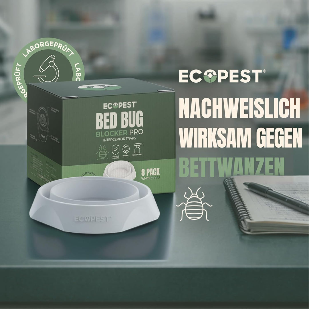 ECOPEST Bettwanzen Detektor – 12er Pack | Bettwanzenfalle Bed Bug Blocker (Pro) | Bettwanzen Test (W