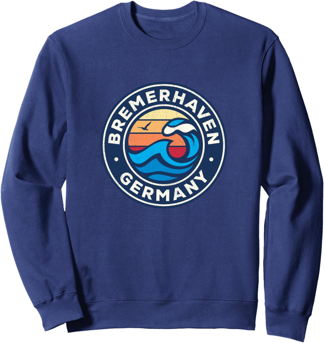 Bremerhaven Germany Vintage Nautische Wellen Sweatshirt