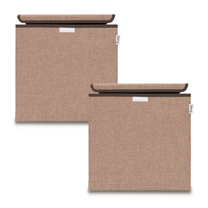 Aufbewahrungsbox mit Deckel im 2er Set Braun I Doppelpack Spielzeugbox passend für Würfelregale I Or