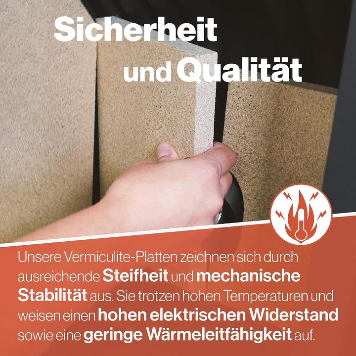 Feuerfest 123 - Vermiculite Platten 4 Stück, 300x200x20 mm, Schamotte Ersatz zur Reparatur von Feuer