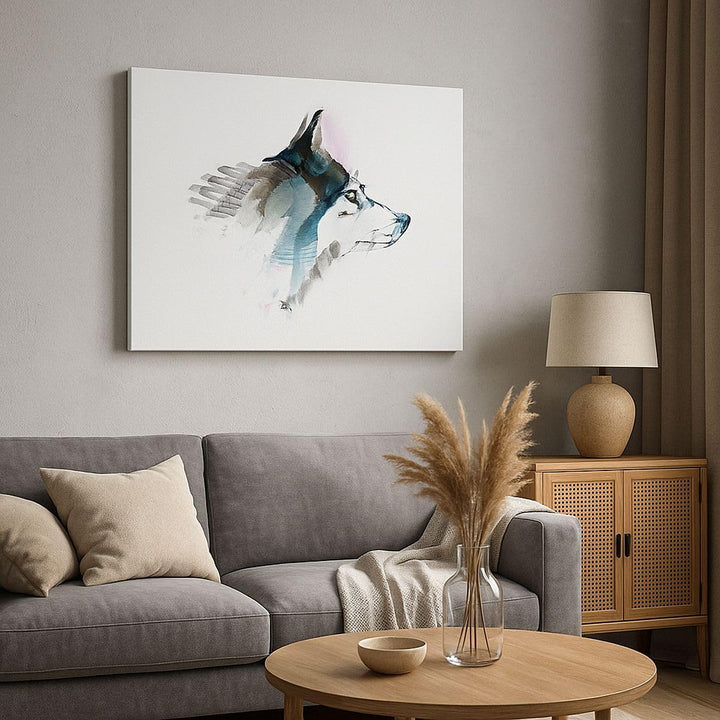 Bilder auf Leinwand 100x70cm Leinwandbild Hund Illustration Fantasie Gross Wanddeko Bild Schlafzimme