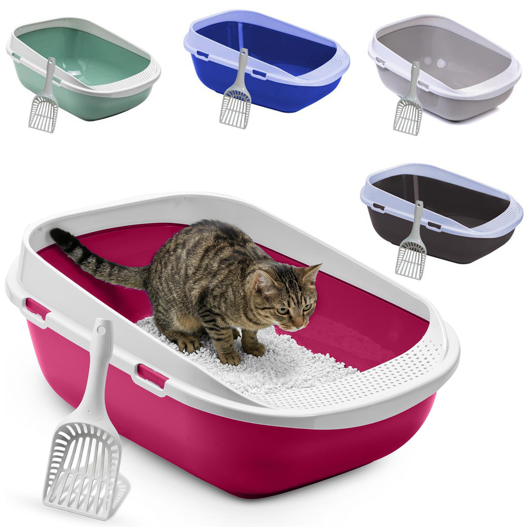 XXL Jumbo Katzentoilette Schale 65 cm pink inkl. Schaufel, pink