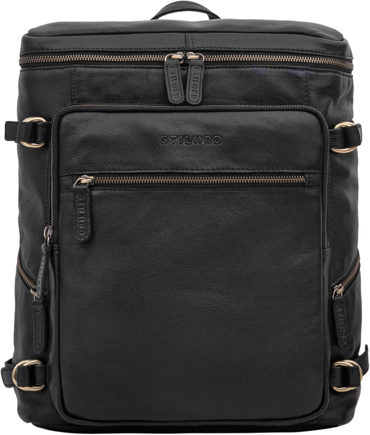 STILORD 'Alvar' Businessrucksack Herren Leder mit Laptop-Fach bis 15,6' Studenten-Rucksack Laptopruc