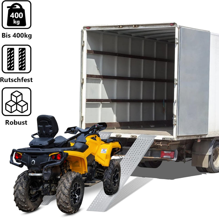 Ikodm 2X Auffahrrampe Verladeschiene Verzinkter Stahl Verladerampen Traglast bis zu 400 kg Laderampe