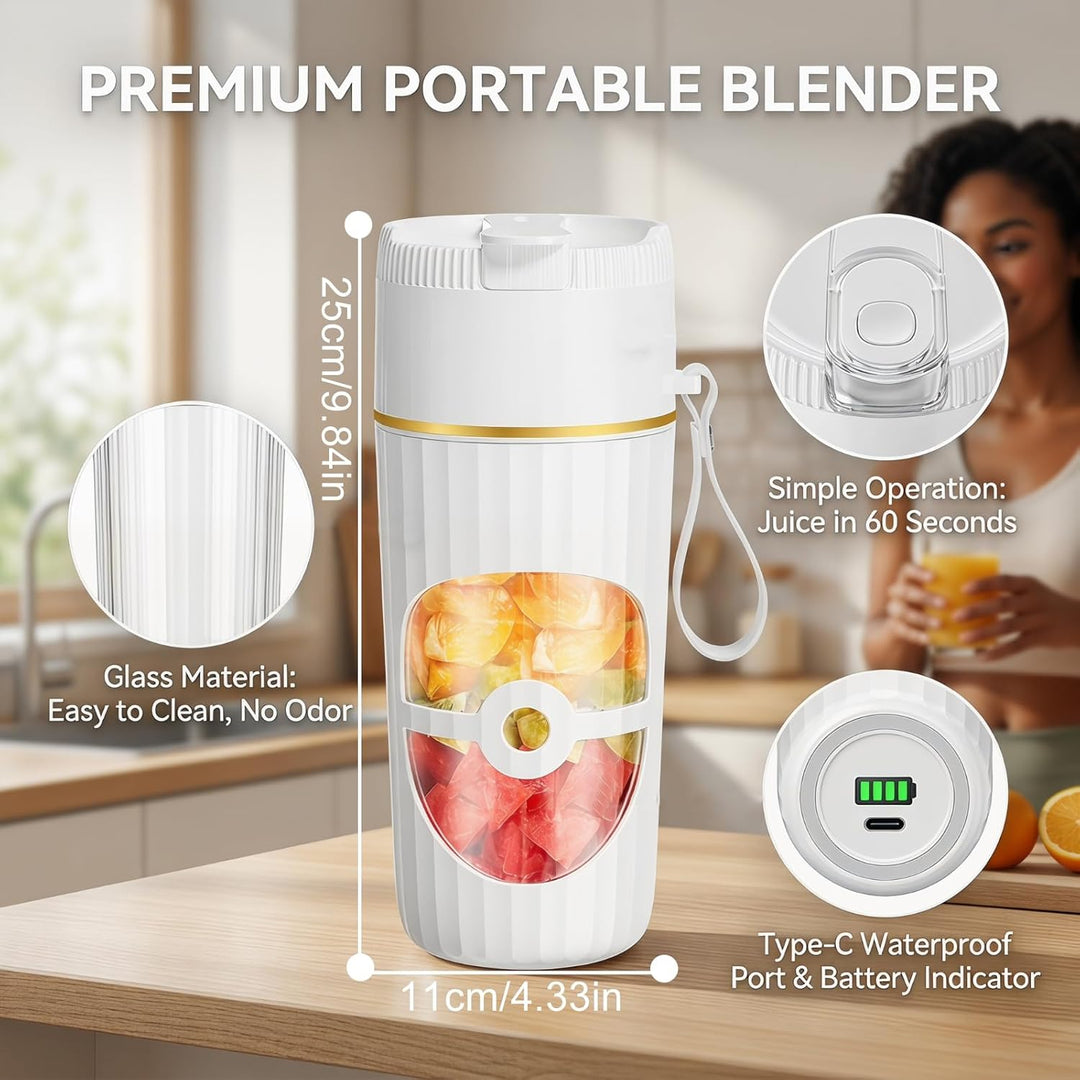 Tragbarer Mixer, 400ml Kleiner Entsafter, 65 Watt, USB Wiederaufladbarer Smoothie Maker, Fresh Juice