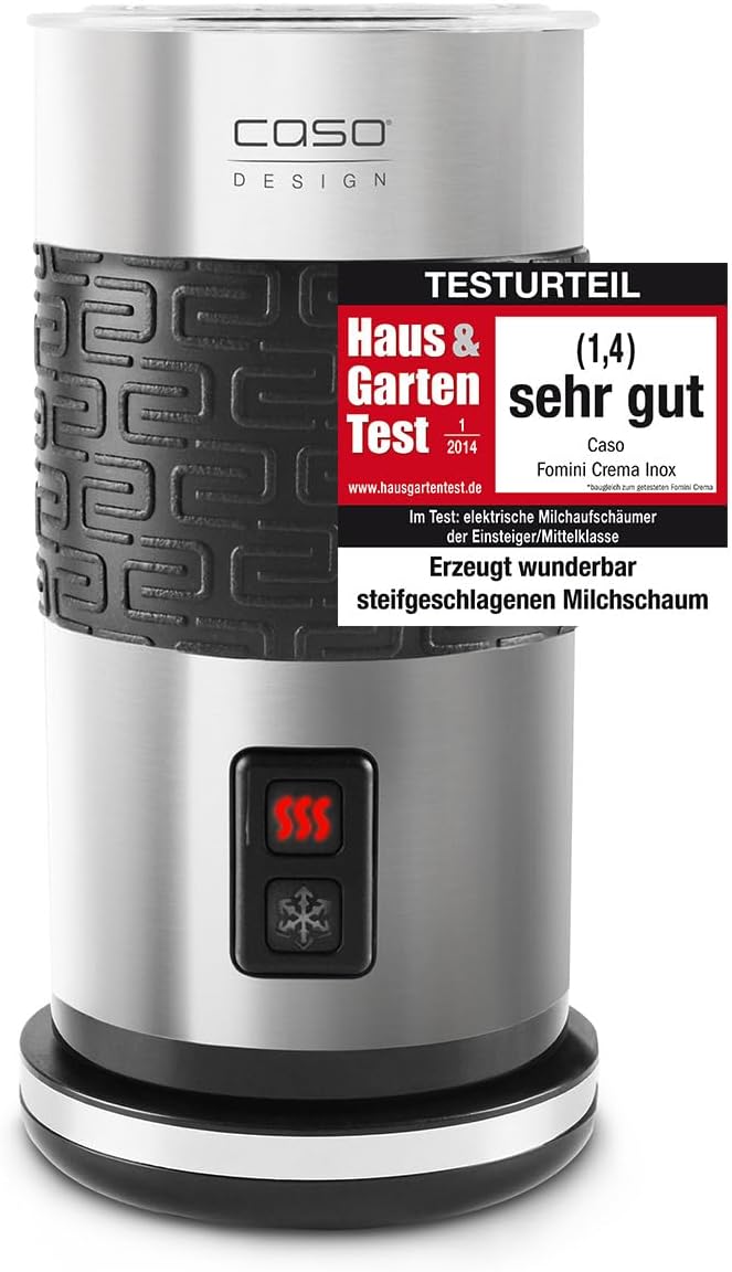 CASO Fomini Crema Inox–Design Milchaufschäumer,für cremigen Milchschaum kalt und heiss,ideal für Lat