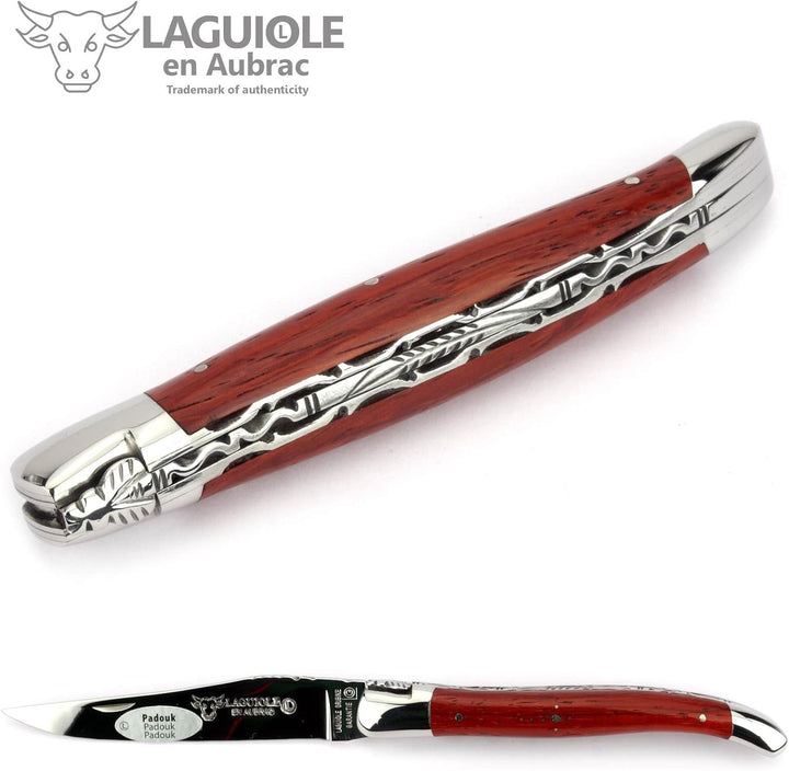 Laguiole en Aubrac Taschenmesser L0712PKIFI 12 cm Doppelplatine, Griffschalen Padouk, Klinge 10 cm g