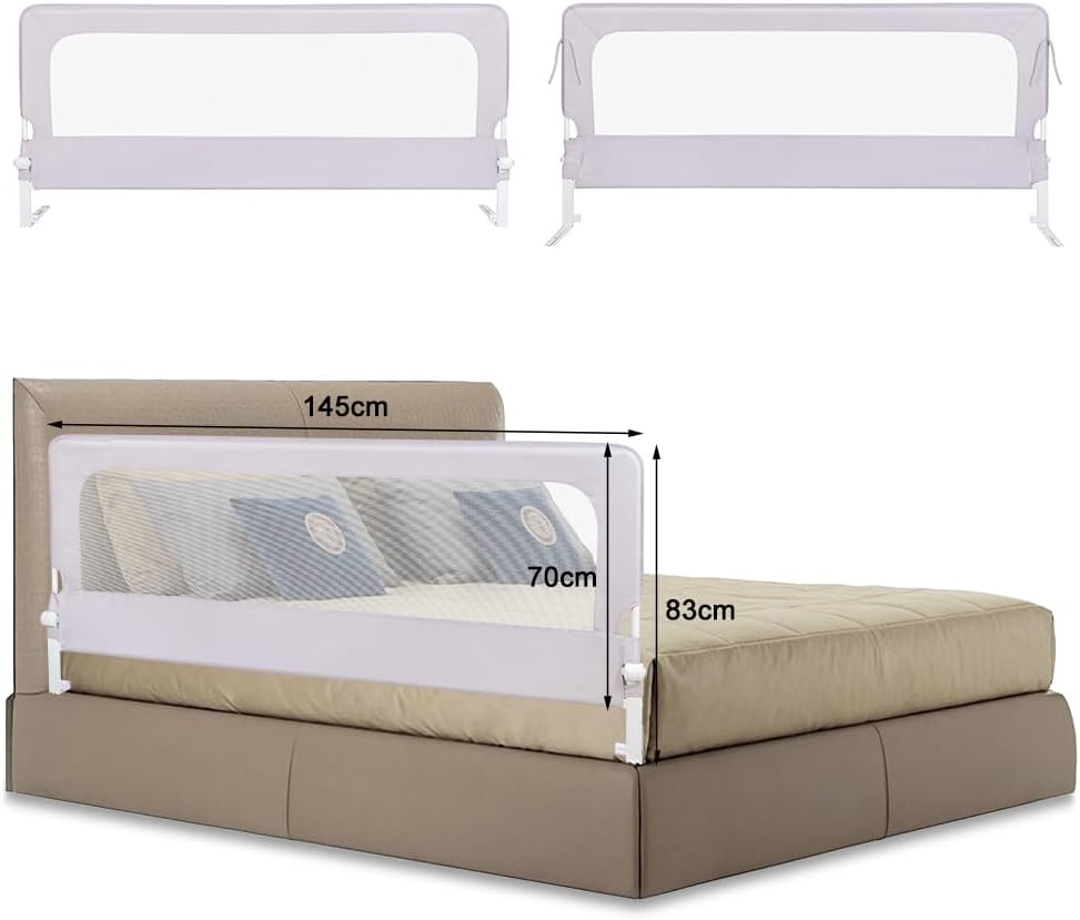 HUOLE Bettschuztgitter Sleep N Safe Plus XL, Grosser Rausfallschutz Bett für Babys und Kinder im Elt