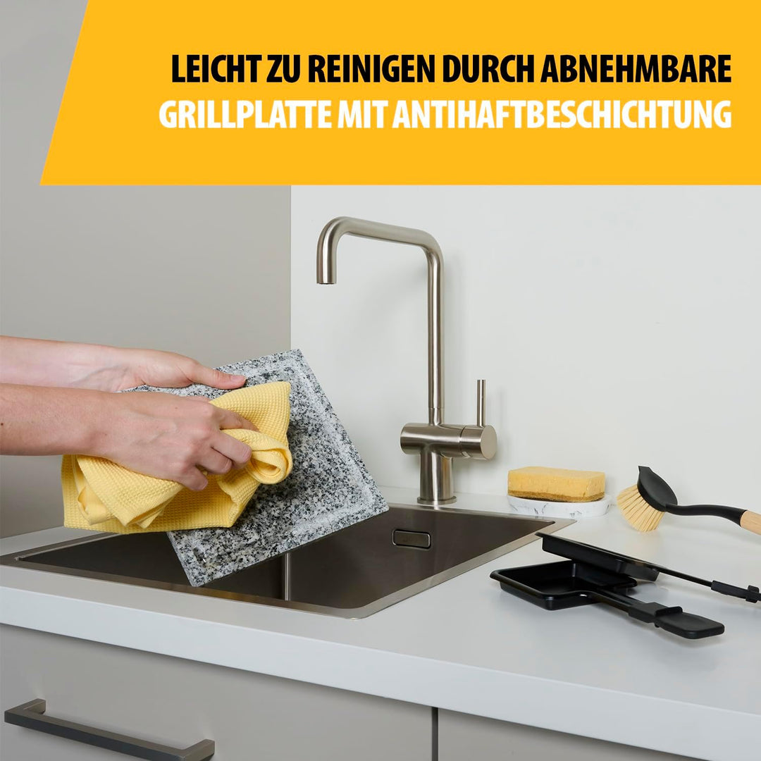 Tristar Raclette RA-2745 – Steingrillplatte – für bis zu 4 Personen – Grillfläche 21 x 21 cm 4 Black