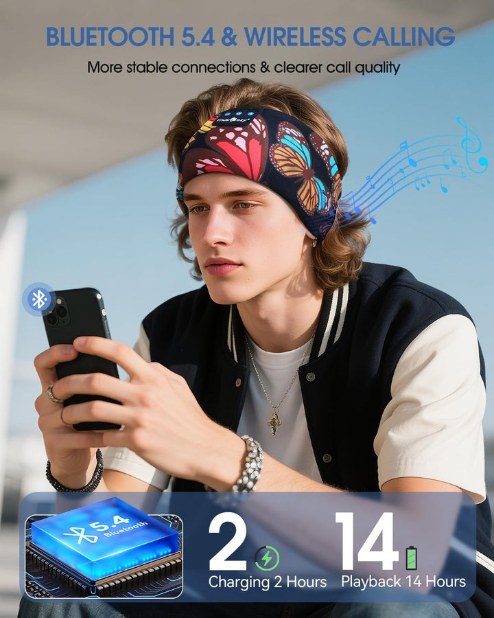 MUSICOZY Schlafkopfhörer Bluetooth 5.4, Bequem &amp; Ultraleicht Stirnband kopfhörer zum Schlafen mit Hi