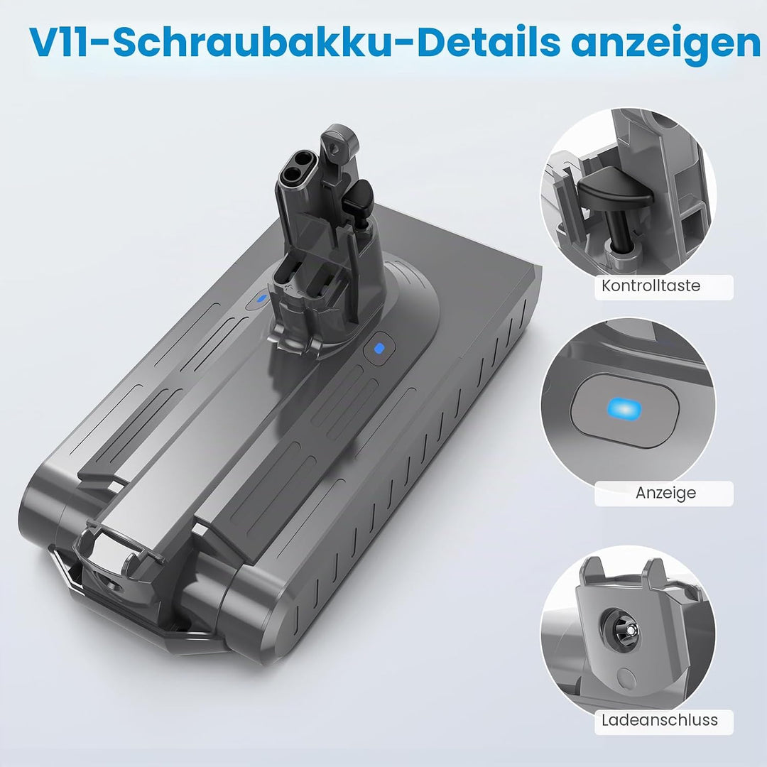LabTEC V11 Li-ion Ersatzakku für Dyson V11 (Screw in Type), 25.2V 3900mAh Akku für Dyson SV14 Absolu