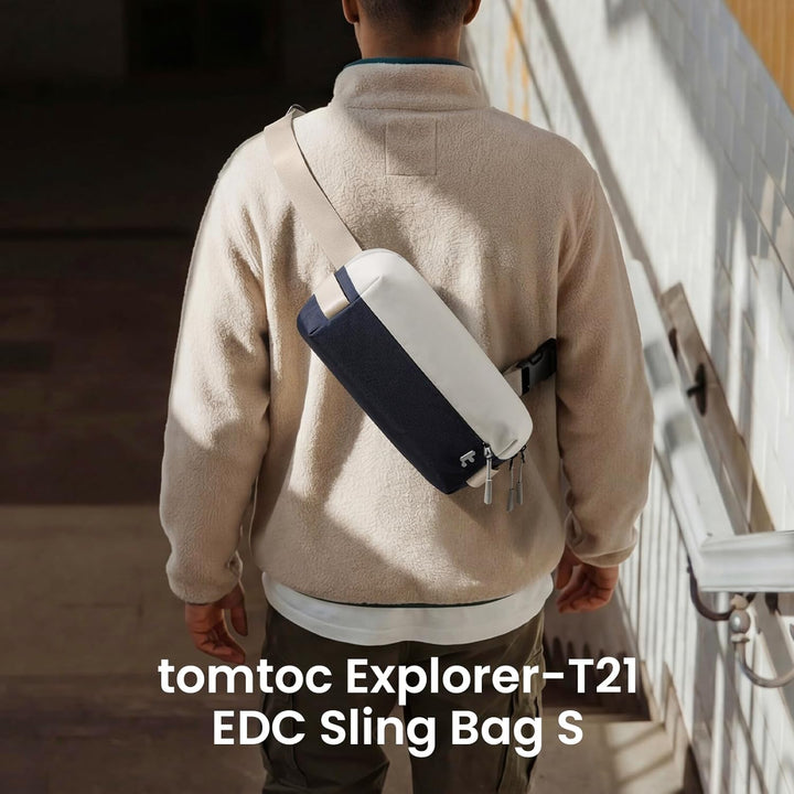 tomtoc Premium T21 Sling Bag Herren 3L EDC Umhängetasche, leichte robuste Schultertasche für iPad mi