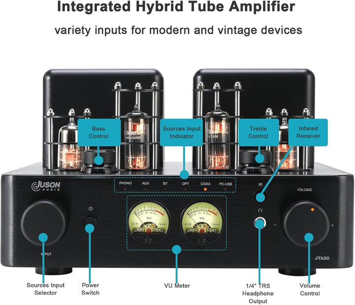 JTA50 2025 130W-Röhrenverstärker, HiFi-Verstärker der Einstiegsklasse mit BT 5.0, Fernbedienung, AUX