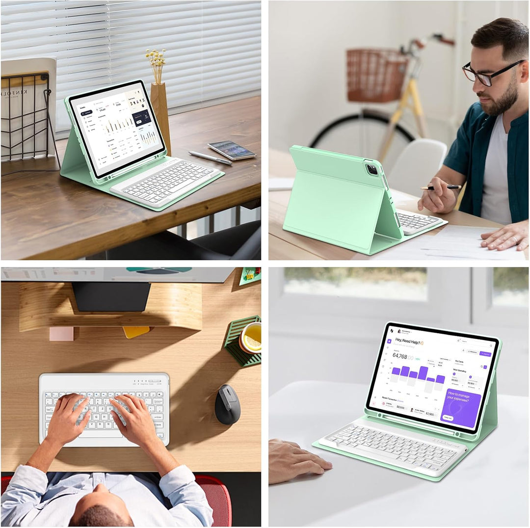 Hülle mit Tastatur für iPad Pro 12.9 (6/5/4/3 Gen), Deutsches QWERTZ, Magnetisch Abnehmbarer Bluetoo