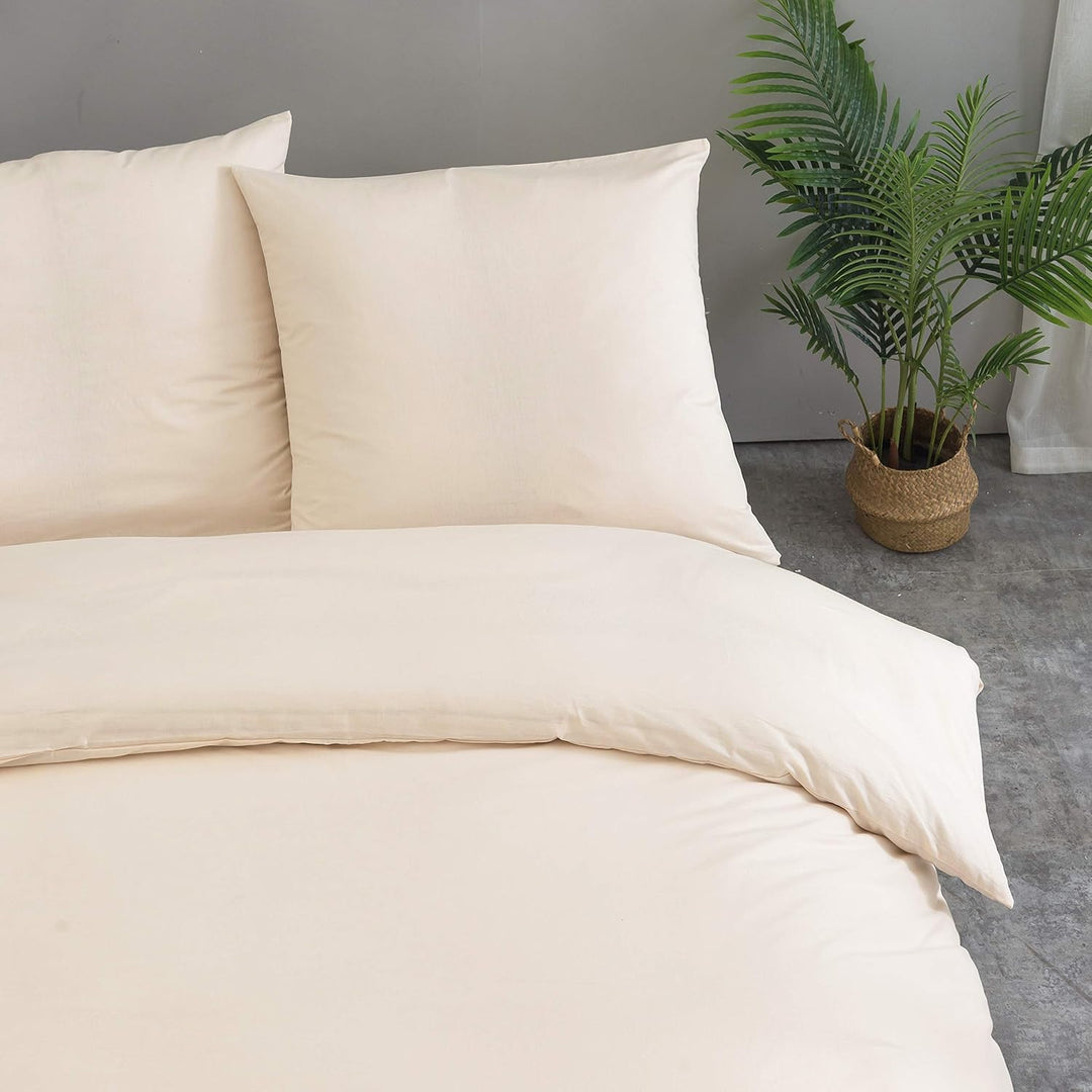 AYSW Baumwolle Bettwäsche 155x220 cm Beige 1 Bettbezug mit 1 Kopfkissenbezug 80x80 cm 155 x 220 cm B