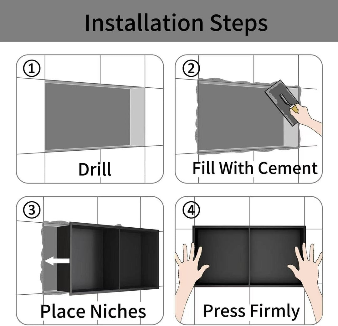 Wandnische Dusche Edelstahl,Wandnische Lagerung mit einem Regal（40/20cm）,Duschnische 30 * 60 * 10CM,