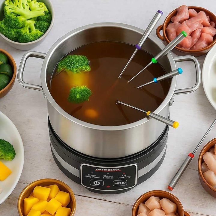 Fondue Multicook 4-in-1 & Kochplatte – elektrisch, 1.200 W, für Käse-, Schokoladen-, Brühen- & Fettf