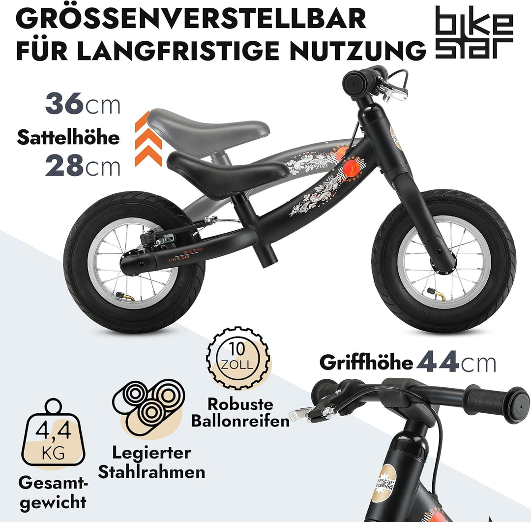BIKESTAR Kinder Laufrad Lauflernrad Kinderrad für Jungen und Mädchen ab 2-3 Jahre | 10 Zoll Sport Ki