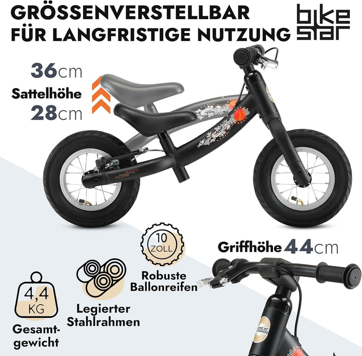 BIKESTAR Kinder Laufrad Lauflernrad Kinderrad für Jungen und Mädchen ab 2-3 Jahre | 10 Zoll Sport Ki