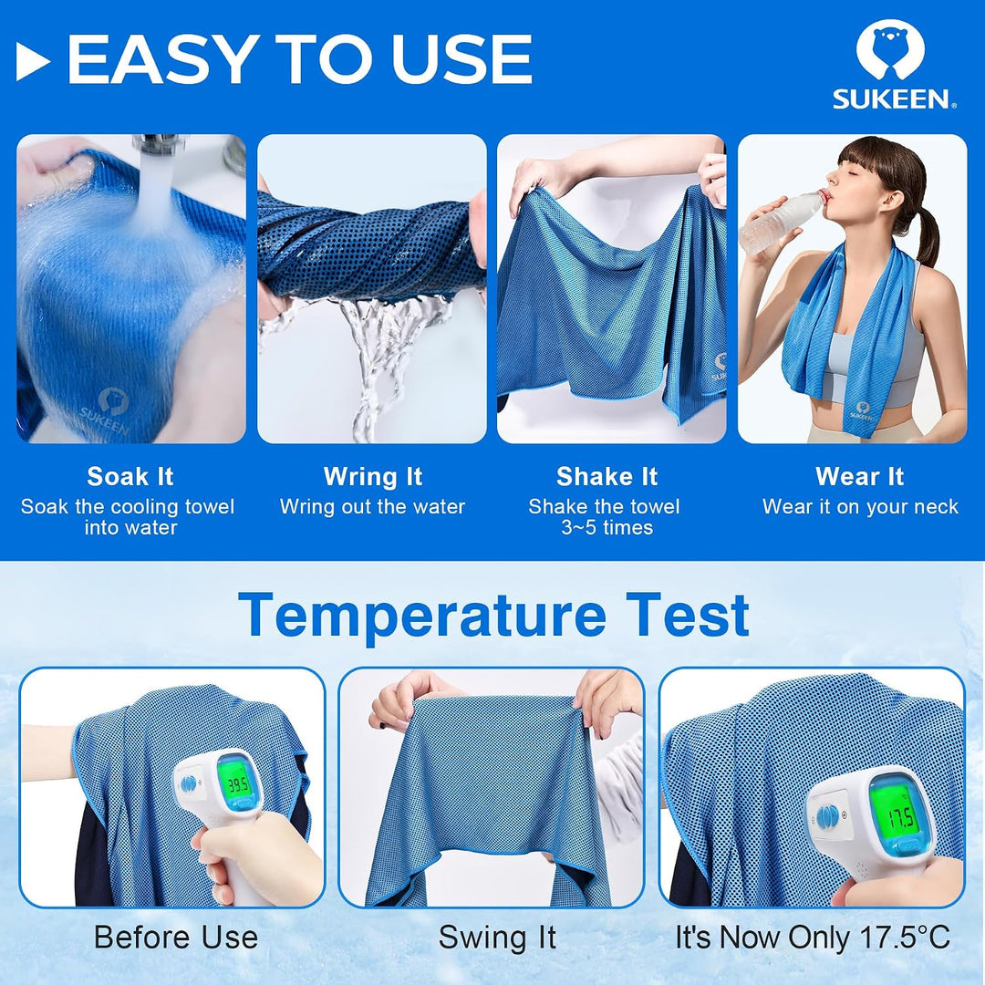 Kühltuch Set, kühlendes Handtuch Kühltücher Hals, Handtuch kühlend, Cooling Towel, Kühltücher Sport,