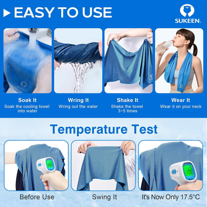 Kühltuch Set, kühlendes Handtuch Kühltücher Hals, Handtuch kühlend, Cooling Towel, Kühltücher Sport,