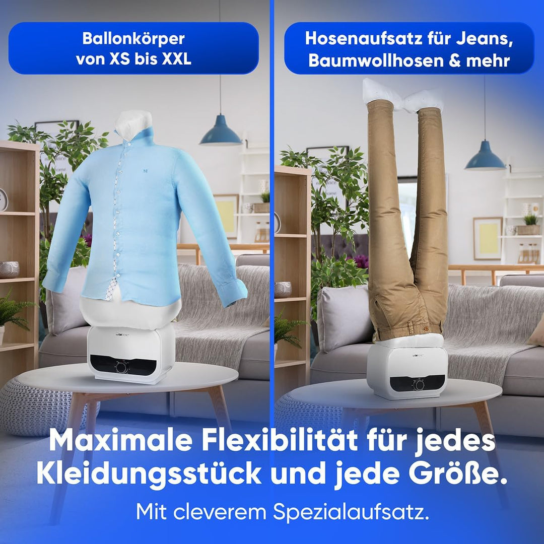 Clatronic HBB 3734 automatischer Hemdenbügler für knitterfreie Hemden, Blusen, Shirts und Hosen, Hos