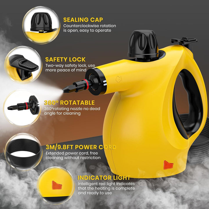 Dampfreiniger, Hochtemperatur-Dampfreiniger Handgerät, 450 ML Wassertank mit Grossem Fassungsvermöge