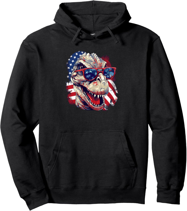 Cooles Dinosaurier mit Amerika Flagge Kostüm für Jungen und Mädchen Pullover Hoodie