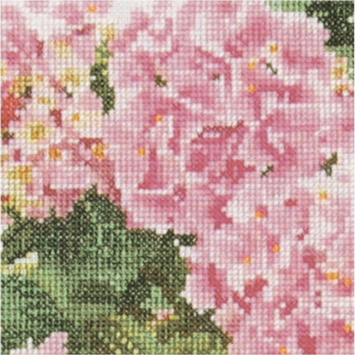 Thea Gouverneur - Kreuzstich-Set - Rosa Hortensie - Leinen - 32 Count - Für Erwachsene - 2047, Rosa