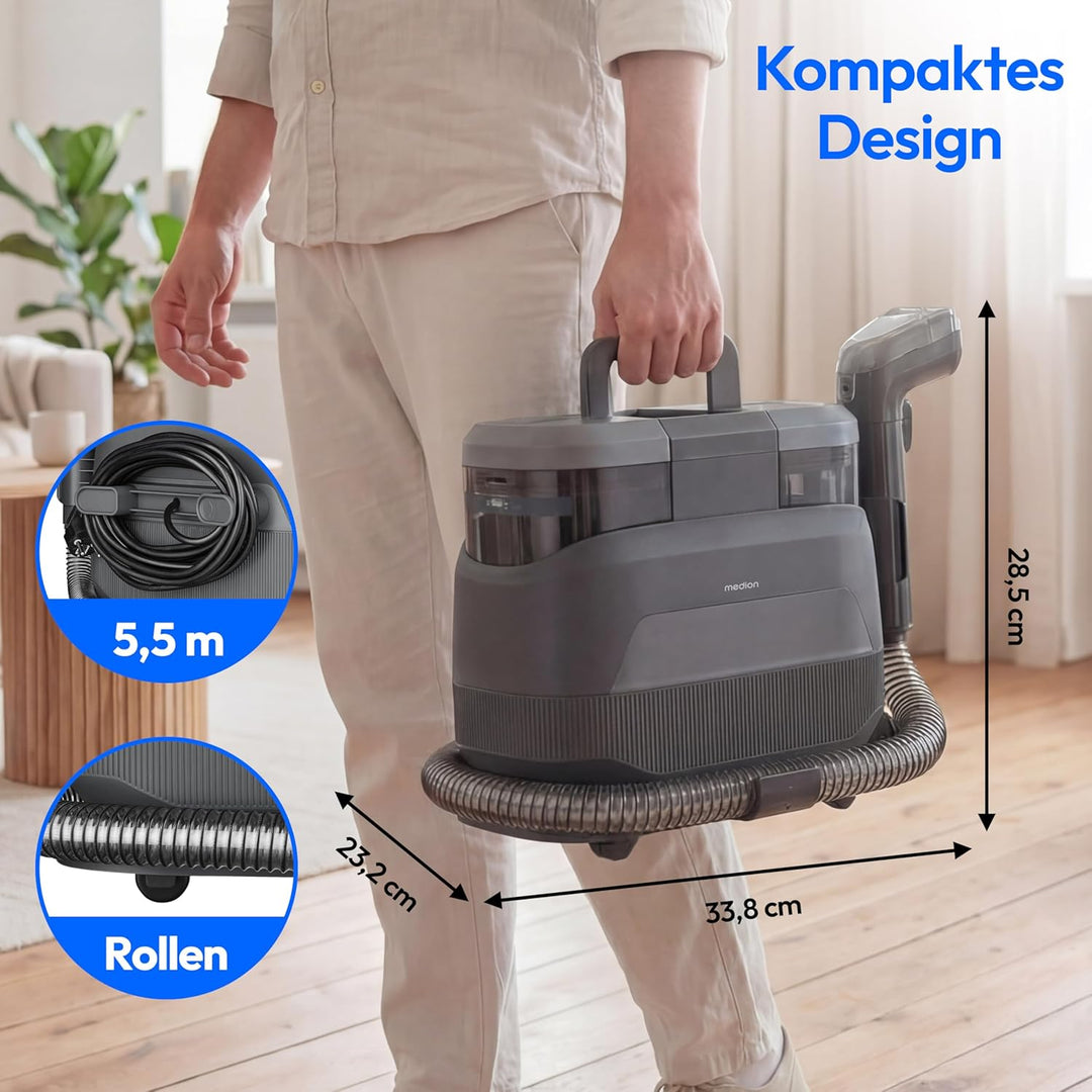 MEDION X10 UC Polsterreiniger Gerät Waschsauger (Nasssauger für Polster Teppiche Autositze, Kaltwass