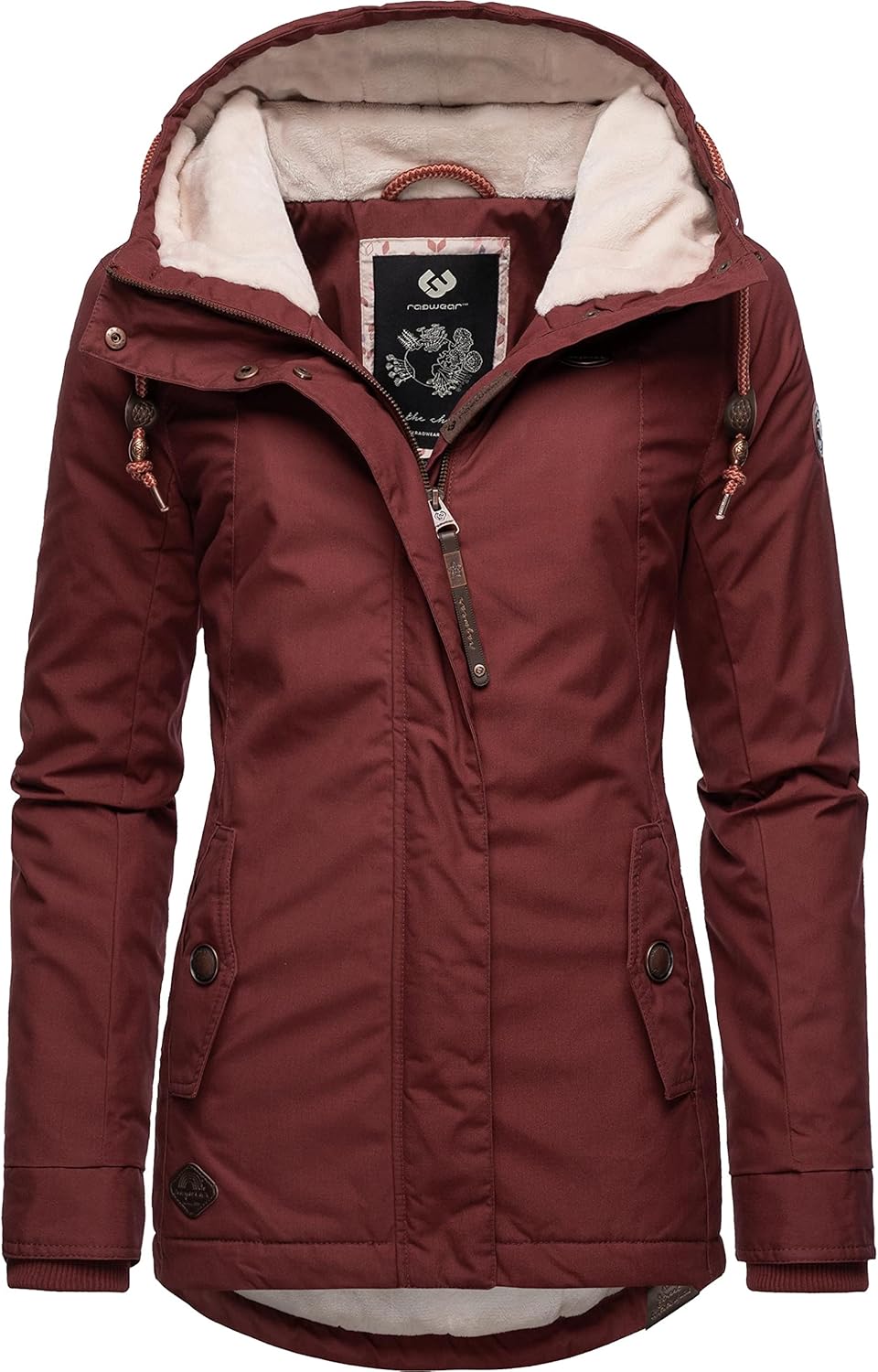 Ragwear Damen warme Winterjacke kurz mit Kapuze Monade XS-6XL L Terracotta22, L Terracotta22
