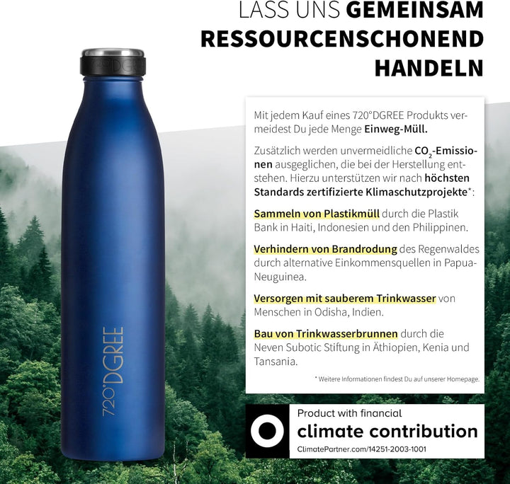 720°DGREE Edelstahl Trinkflasche “milkyBottle” - 1L - BPA-Frei, Auslaufsicher, Kohlensäure geeignet