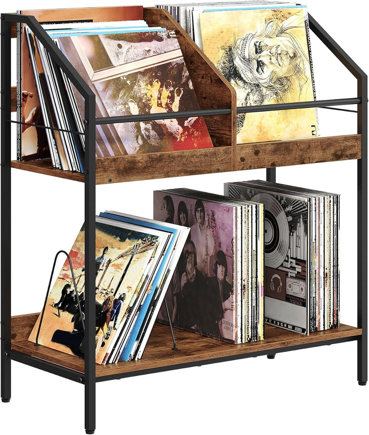 CHOEZON Vinyl Schallplatten Aufbewahrung, 2-stöckiger Schallplattenständer, Schallplattenregal, Scha
