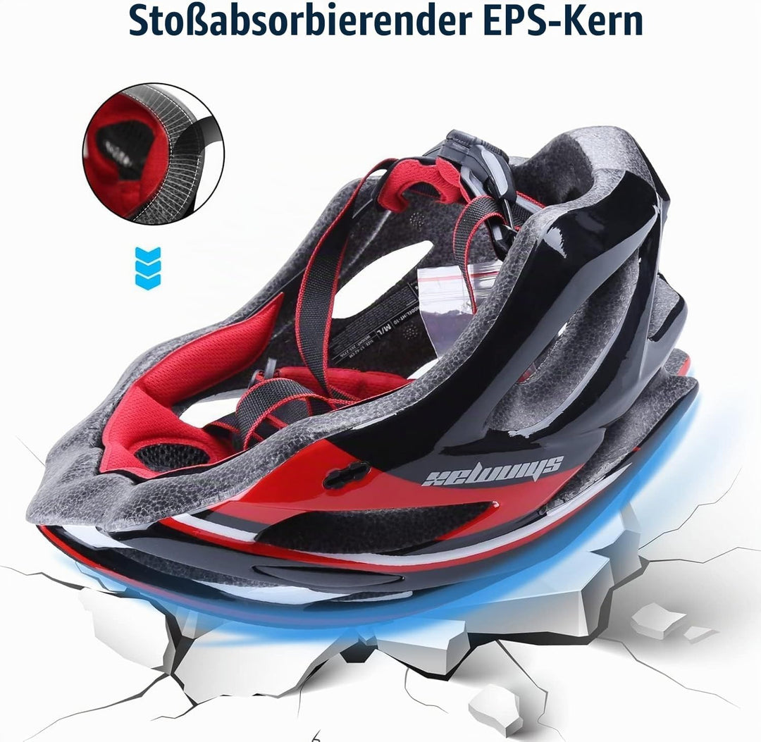 Shinmax Fahrradhelm Herren Damen MTB Helm Visier und Rücklicht mit 21 Belüftungskanäle - Erwachsene