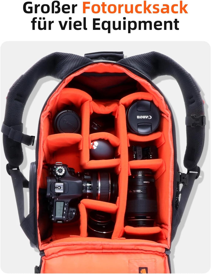 Rollei 20290 Fotoliner Fotorucksack M I grosser Kamerarucksack I Daypack I inkl. Laptop-Fach, Regens
