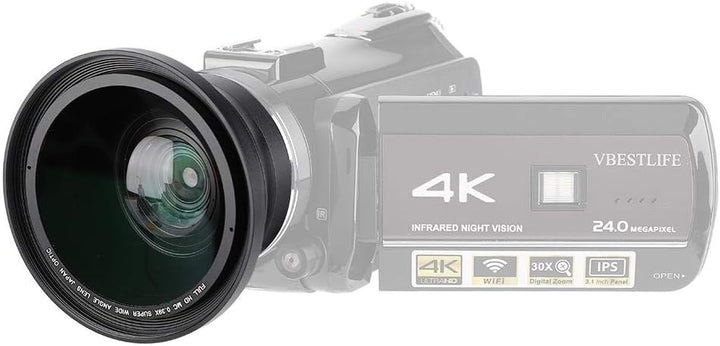 37MM 0.39X Professionelles HD Weitwinkelobjektiv mit Makro Objektiv und 37-mm-Telefonclip für Camcor
