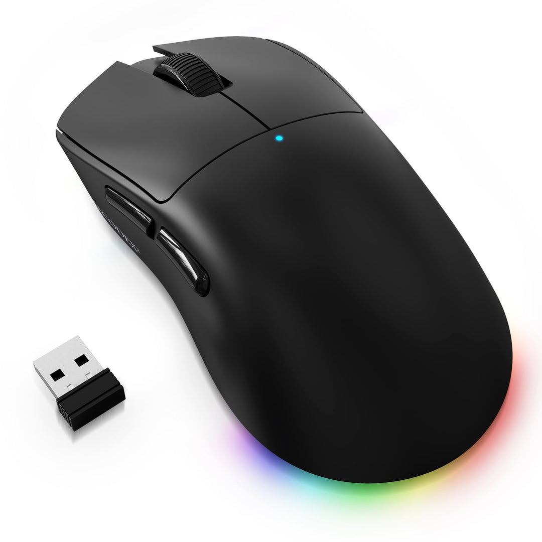A.JAZZ NJ08 Tri-Mode Kabellose Gaming Maus, 1000Hz 70g Leicht, PC Mouse Mittel-Gross Ergonomisch, 12