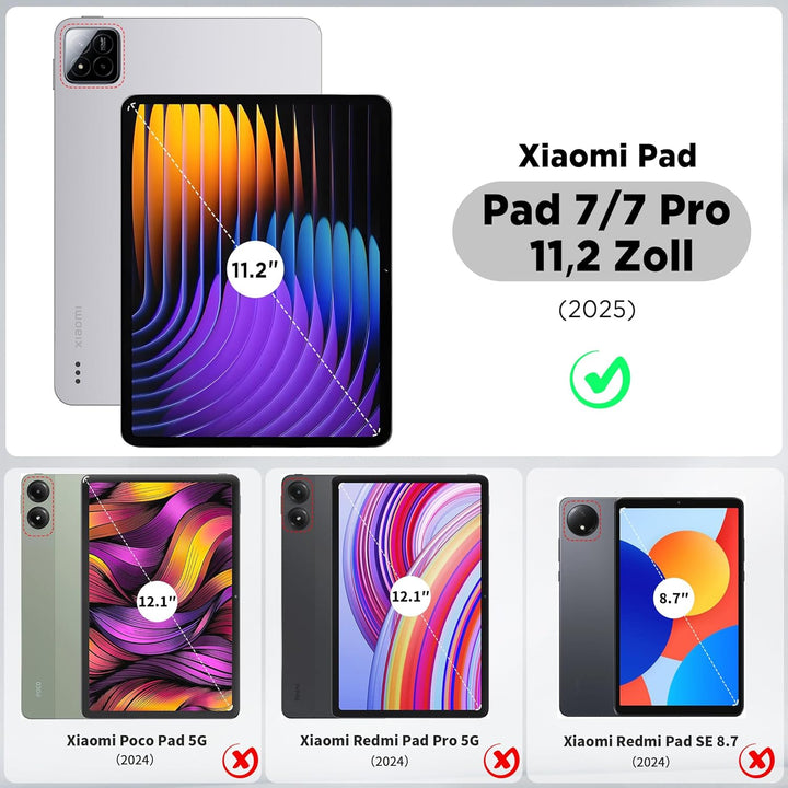EasyAcc Tastatur Hülle Kompatibel mit Xiaomi Mi Pad 7/ Mi Pad 7 Pro (11.2 Zoll, Modell 2025) mit Sch