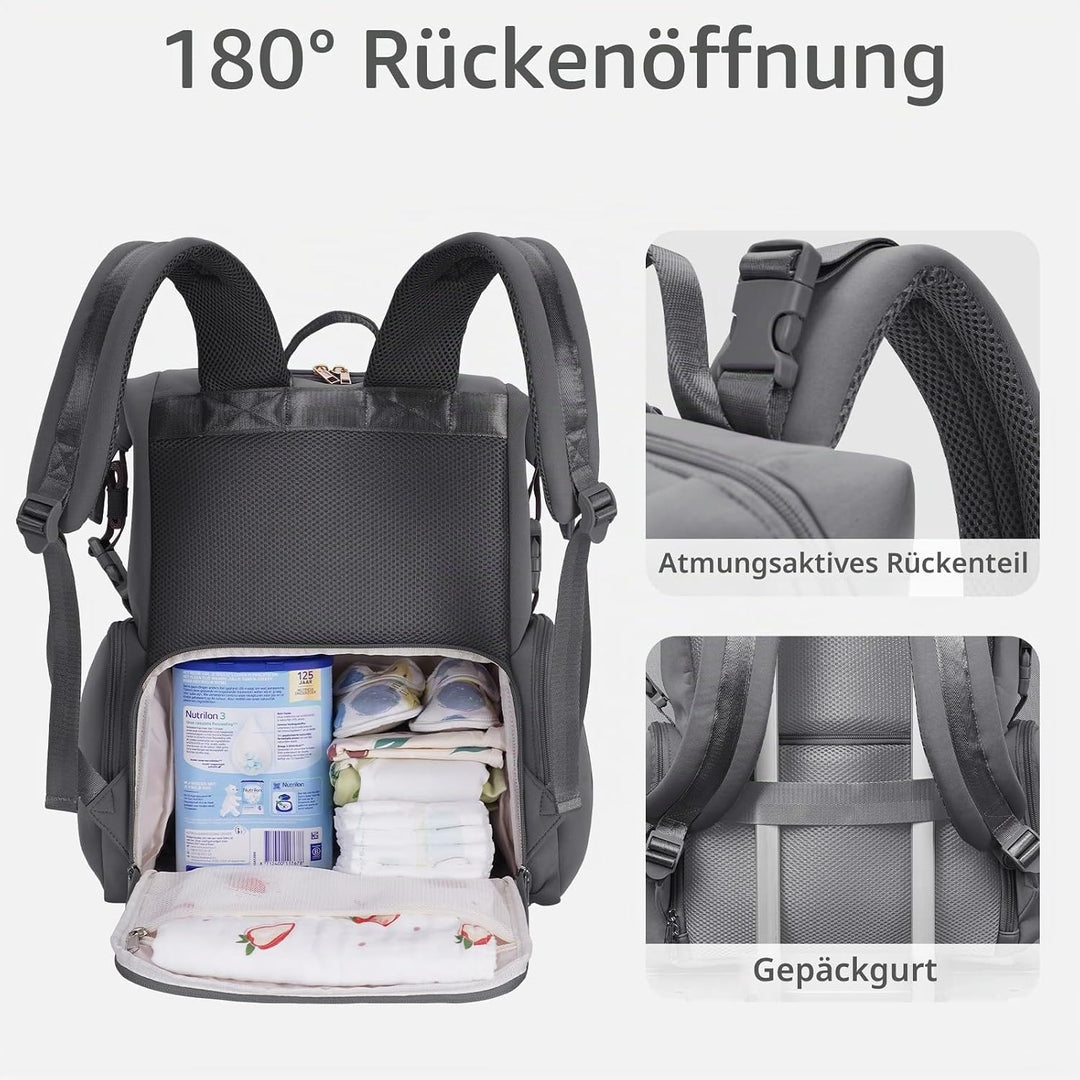 CEI-CEI Neopren Wickelrucksack Grosse Wickeltasche für Neugeborene, wasserdichter Reise-Rucksack für
