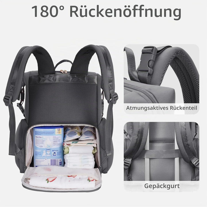 CEI-CEI Neopren Wickelrucksack Grosse Wickeltasche für Neugeborene, wasserdichter Reise-Rucksack für