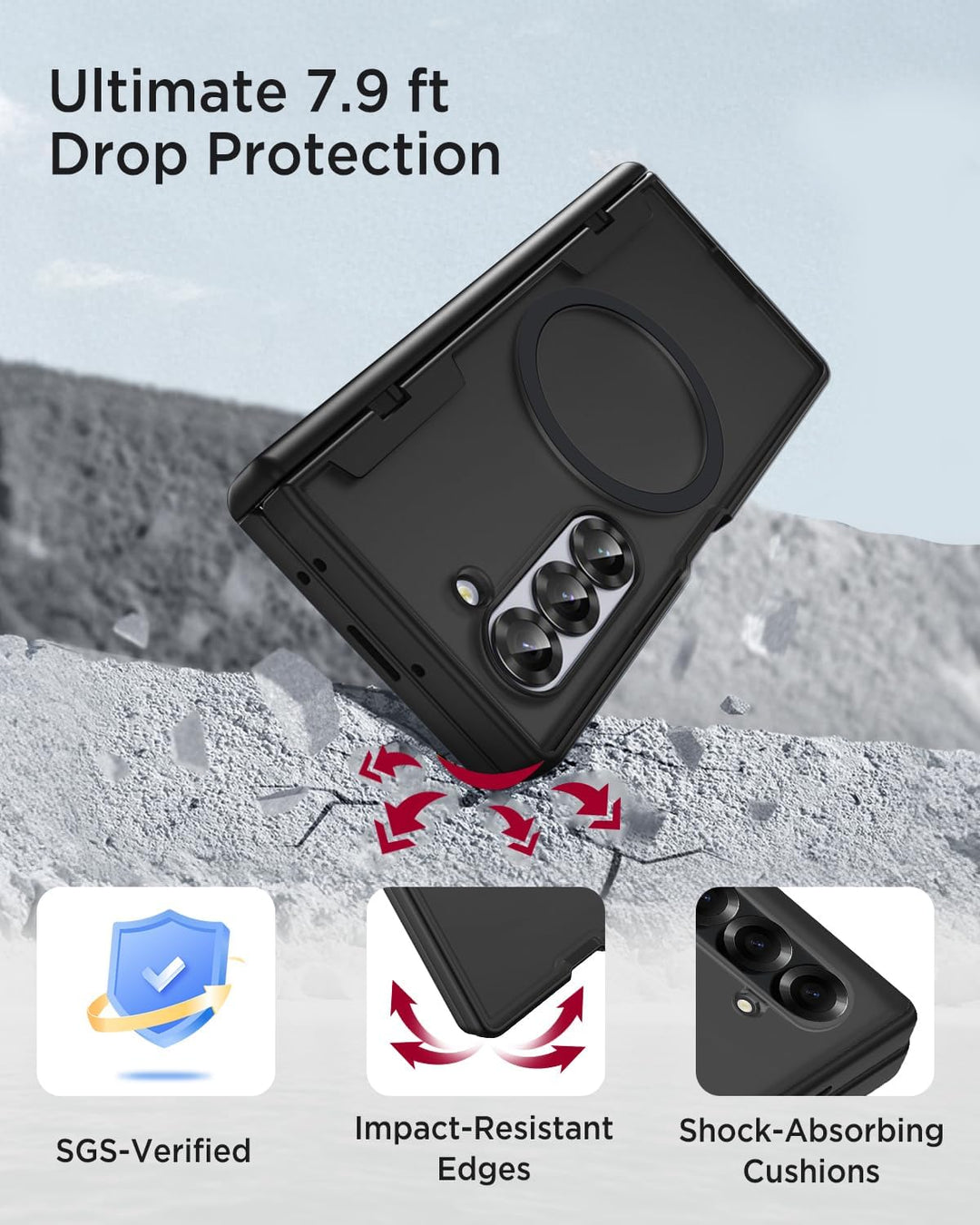 Miimall Kompatibel mit Samsung Galaxy Z Fold 7 Magnetisch Hülle, Anti-SPY Displayschutz & Scharniers