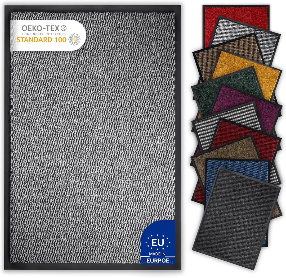 Saubere Schuhe Dank saugstarkem Stoff (robust) perfekte Grösse Grau in 40x60cm - Fussmatte innen, Fu