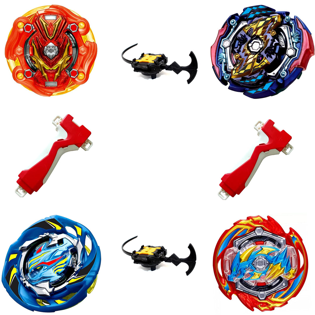 Bursttop 4er Set B-130 B-133 B-140 B-142 + 2X Launcher + 2X Grip Kreisel für Burst Evolution Rise Su